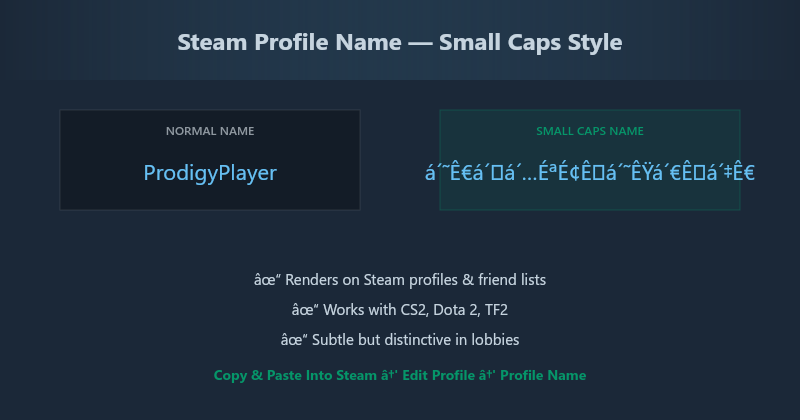 Steam profile comparison showing small caps small text in profile name